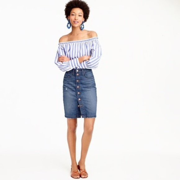 J Crew Denim Skirt with Buttons NEW Size 29 - Picture 9 of 9